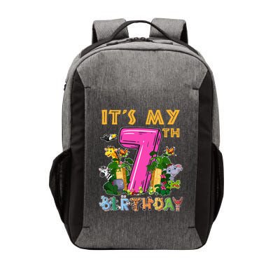 It's My 7th Birthday Safari Jungle Zoo Birthday 7 Year Old Vector Backpack