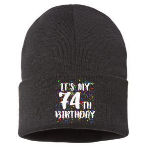 Its My 74th Birthday Happy Birthday Funny Gift Sustainable Knit Beanie