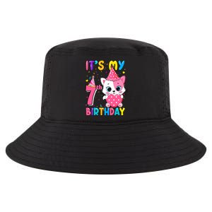 ItS My 7th Birthday Girl Funny Cat Birthday 7 Year Old Cool Comfort Performance Bucket Hat