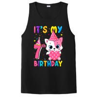 ItS My 7th Birthday Girl Funny Cat Birthday 7 Year Old PosiCharge Competitor Tank