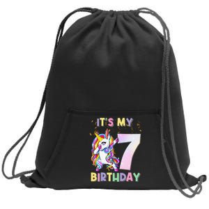 It's My 7th Birthday Unicorn 7 Year Olds Outfit Cute Sweatshirt Cinch Pack Bag