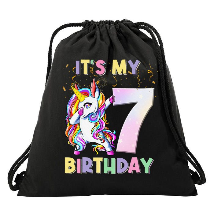 It's My 7th Birthday Unicorn 7 Year Olds Outfit Cute Drawstring Bag