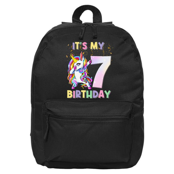 It's My 7th Birthday Unicorn 7 Year Olds Outfit Cute 16 in Basic Backpack