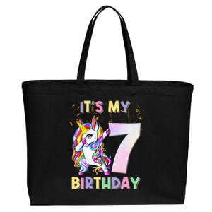 It's My 7th Birthday Unicorn 7 Year Olds Outfit Cute Cotton Canvas Jumbo Tote