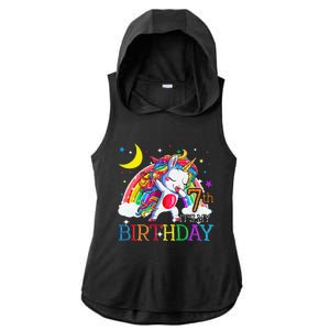 It's My 7th Birthday Unicorn 7 Year Olds Outfit Ladies PosiCharge Tri-Blend Wicking Draft Hoodie Tank