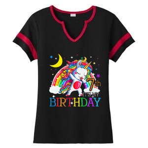 It's My 7th Birthday Unicorn 7 Year Olds Outfit Ladies Halftime Notch Neck Tee