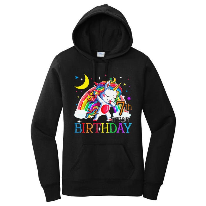 It's My 7th Birthday Unicorn 7 Year Olds Outfit Women's Pullover Hoodie