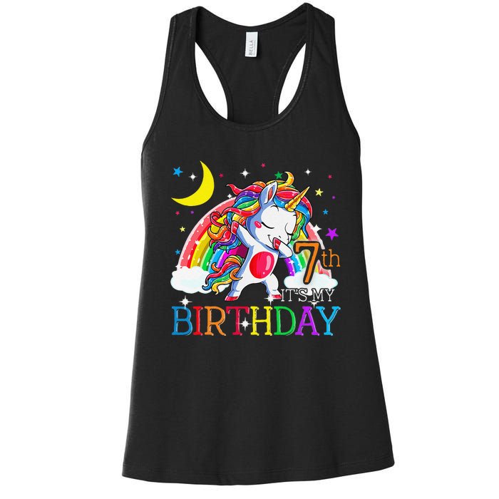 It's My 7th Birthday Unicorn 7 Year Olds Outfit Women's Racerback Tank