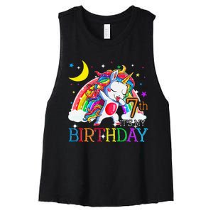 It's My 7th Birthday Unicorn 7 Year Olds Outfit Women's Racerback Cropped Tank