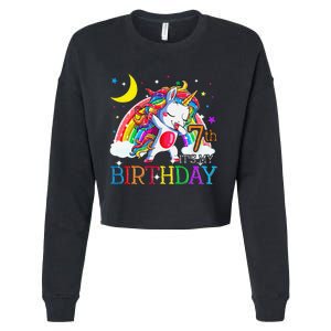 It's My 7th Birthday Unicorn 7 Year Olds Outfit Cropped Pullover Crew