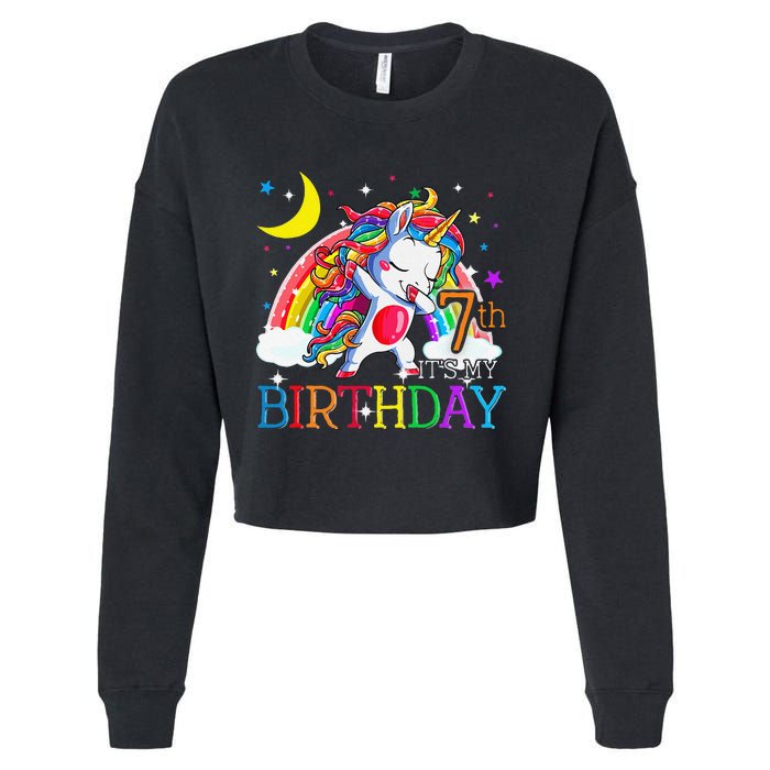 It's My 7th Birthday Unicorn 7 Year Olds Outfit Cropped Pullover Crew