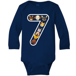 Its My 7th Birthday Dog Lover 7 Years Cute Puppies Baby Long Sleeve Bodysuit