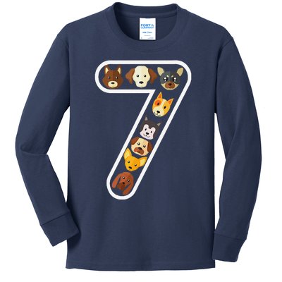 Its My 7th Birthday Dog Lover 7 Years Cute Puppies Kids Long Sleeve Shirt