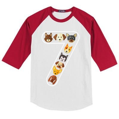 Its My 7th Birthday Dog Lover 7 Years Cute Puppies Kids Colorblock Raglan Jersey