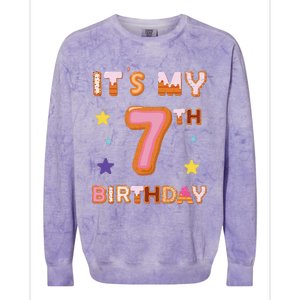 Its My 7th Birthday Sweet Donuts Funny 7 Year Old Colorblast Crewneck Sweatshirt