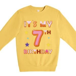 Its My 7th Birthday Sweet Donuts Funny 7 Year Old Premium Crewneck Sweatshirt