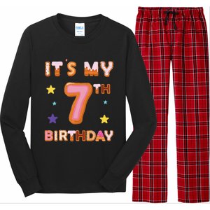 Its My 7th Birthday Sweet Donuts Funny 7 Year Old Long Sleeve Pajama Set