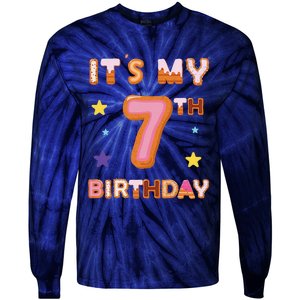 Its My 7th Birthday Sweet Donuts Funny 7 Year Old Tie-Dye Long Sleeve Shirt