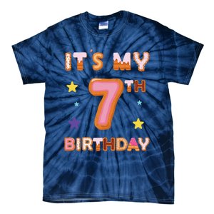 Its My 7th Birthday Sweet Donuts Funny 7 Year Old Tie-Dye T-Shirt