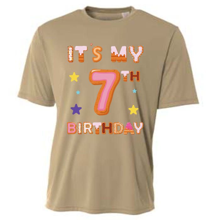 Its My 7th Birthday Sweet Donuts Funny 7 Year Old Cooling Performance Crew T-Shirt