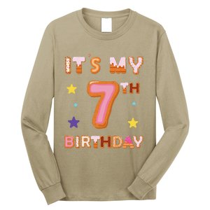 Its My 7th Birthday Sweet Donuts Funny 7 Year Old Long Sleeve Shirt