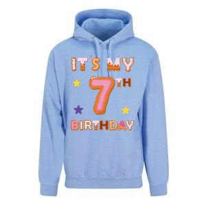 Its My 7th Birthday Sweet Donuts Funny 7 Year Old Unisex Surf Hoodie