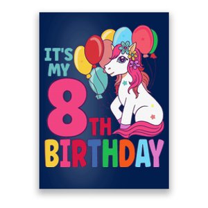 Its My 8th Birthday Unicorn Birthday Poster