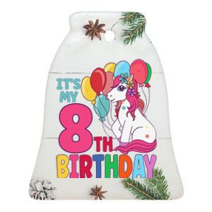 Its My 8th Birthday Unicorn Birthday Ceramic Bell Ornament