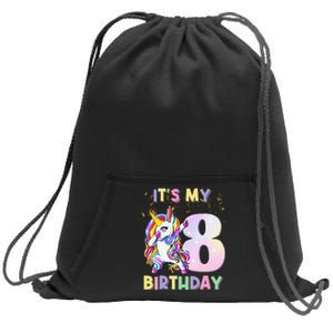 It's My 8th Birthday Unicorn 8 Year Olds Outfit Cute Sweatshirt Cinch Pack Bag