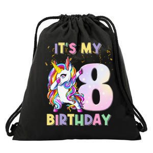 It's My 8th Birthday Unicorn 8 Year Olds Outfit Cute Drawstring Bag