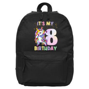 It's My 8th Birthday Unicorn 8 Year Olds Outfit Cute 16 in Basic Backpack