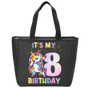 It's My 8th Birthday Unicorn 8 Year Olds Outfit Cute Zip Tote Bag