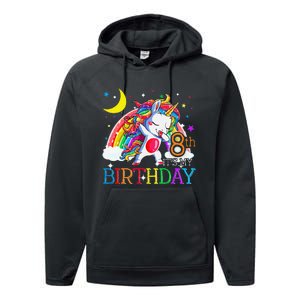 It's My 8th Birthday Unicorn 8 Year Olds Outfit Performance Fleece Hoodie