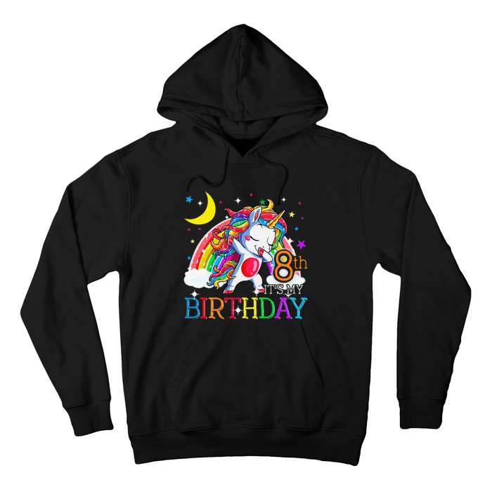 It's My 8th Birthday Unicorn 8 Year Olds Outfit Hoodie