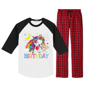 It's My 8th Birthday Unicorn 8 Year Olds Outfit Raglan Sleeve Pajama Set