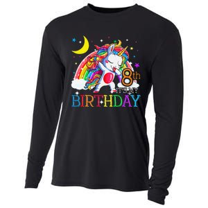 It's My 8th Birthday Unicorn 8 Year Olds Outfit Cooling Performance Long Sleeve Crew