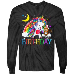 It's My 8th Birthday Unicorn 8 Year Olds Outfit Tie-Dye Long Sleeve Shirt