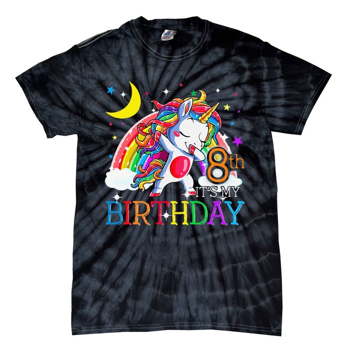 It's My 8th Birthday Unicorn 8 Year Olds Outfit Tie-Dye T-Shirt