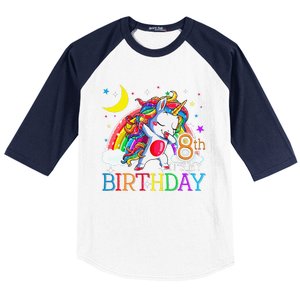 It's My 8th Birthday Unicorn 8 Year Olds Outfit Baseball Sleeve Shirt