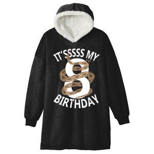 Its My 8th Birthday 8 Years Old Snake Boy And Girl Party Hooded Wearable Blanket