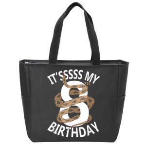 Its My 8th Birthday 8 Years Old Snake Boy And Girl Party Zip Tote Bag