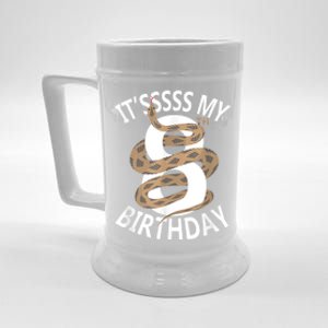 Its My 8th Birthday 8 Years Old Snake Boy And Girl Party Beer Stein