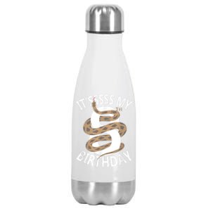 Its My 8th Birthday 8 Years Old Snake Boy And Girl Party Stainless Steel Insulated Water Bottle