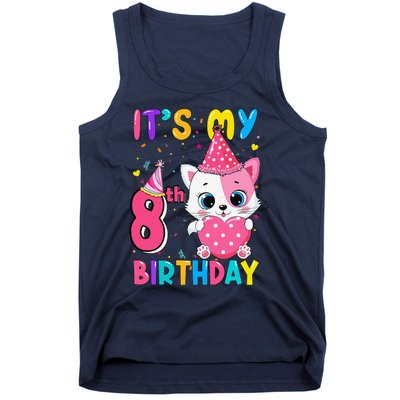 Its My 8th Birthday Funny Cat Birthday 8 Year Old Gift Tank Top