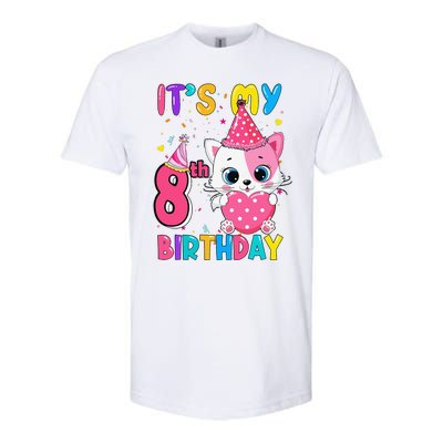 Its My 8th Birthday Funny Cat Birthday 8 Year Old Gift Softstyle® CVC T-Shirt