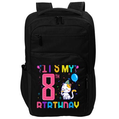It's My 8th Birthday Cat Birthday 8 Yr Old Outfit Impact Tech Backpack