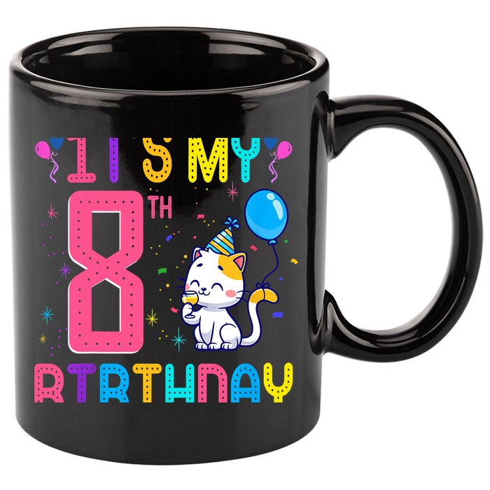 It's My 8th Birthday Cat Birthday 8 Yr Old Outfit 11oz C Handle Ceramic Mug