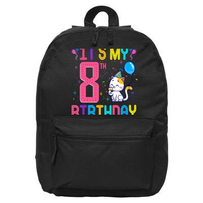 It's My 8th Birthday Cat Birthday 8 Yr Old Outfit 16 in Basic Backpack