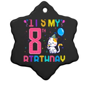 It's My 8th Birthday Cat Birthday 8 Yr Old Outfit Ceramic Star Ornament