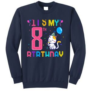 It's My 8th Birthday Cat Birthday 8 Yr Old Outfit Sweatshirt